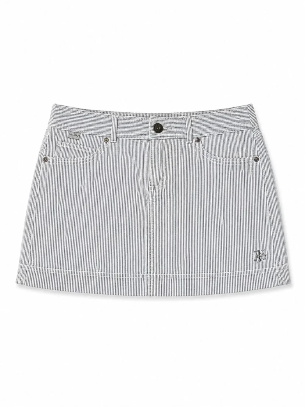 Only White and Dark Gray Pinstripe Mini Skirt, 100% Cotton